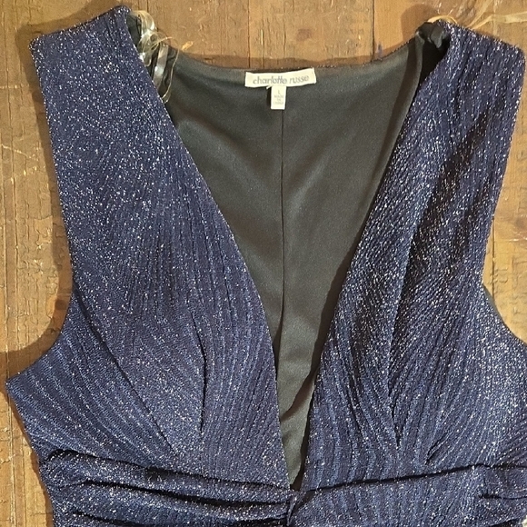 NWT Large Fitted Bodycon Midnight Glitter Dress Party Cocktail Stretchy Holiday - Picture 3 of 8